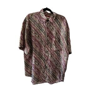 Silk Sensazione  Multicolored Print Silk Shirt Mens Size Large Vintage Colorful